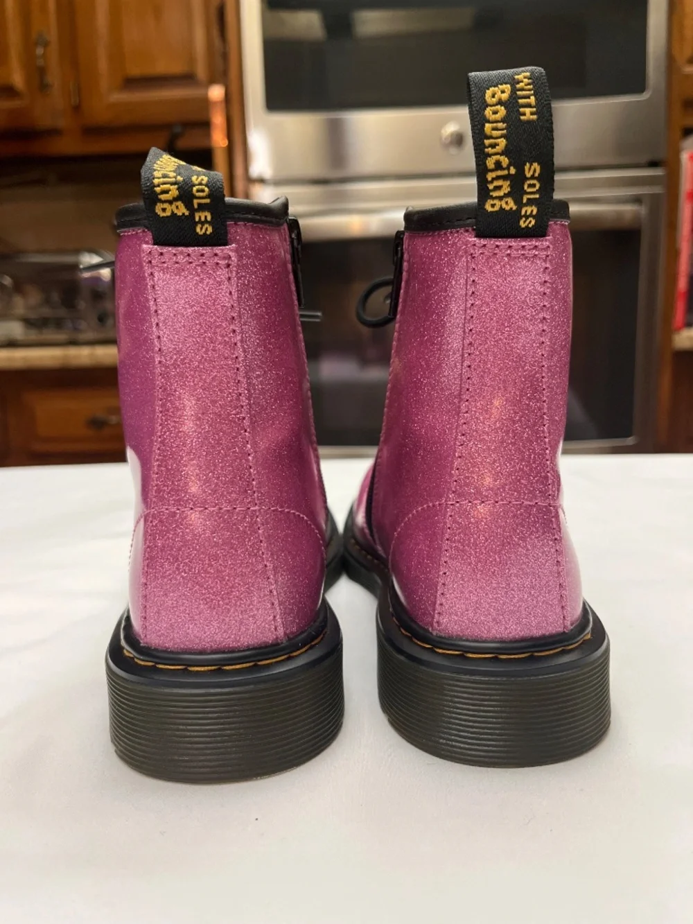 NWOT Dr. Martens Girls Sz. 4 Purple/Dark Pink Sparkle Boots. Style 1460.